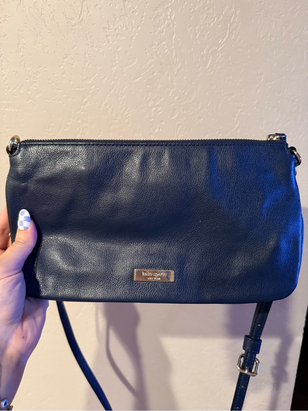 kate spade navy leather villa bella avenue crossbody purse bow